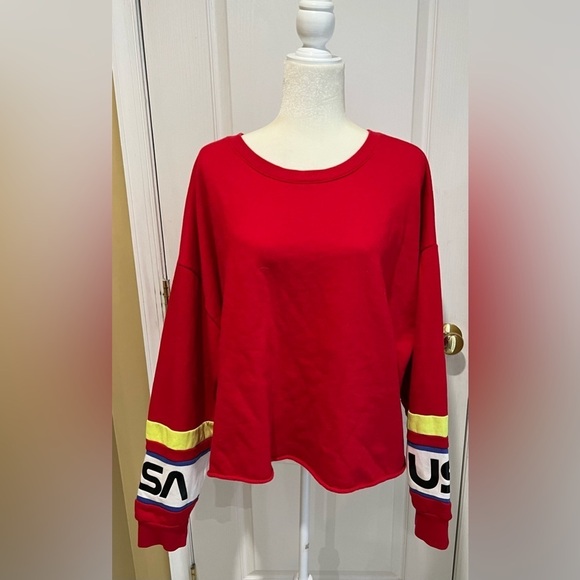 Forever 21 USA Nasa Crop Top Sweatshirt Women 3XL Red - Picture 1 of 6